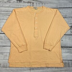 VTG Banana Republic Safari Henley Button Shirt Mens Large Orange Grunge USA 80s